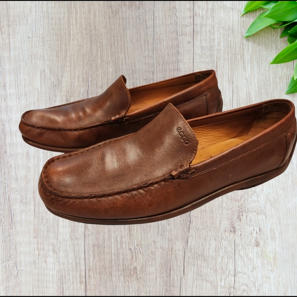 Ecco Comfort Zone Hand Sewn Leather Shoes Mens Size 44 US 11 WIDE‎ - Picture 2 of 10